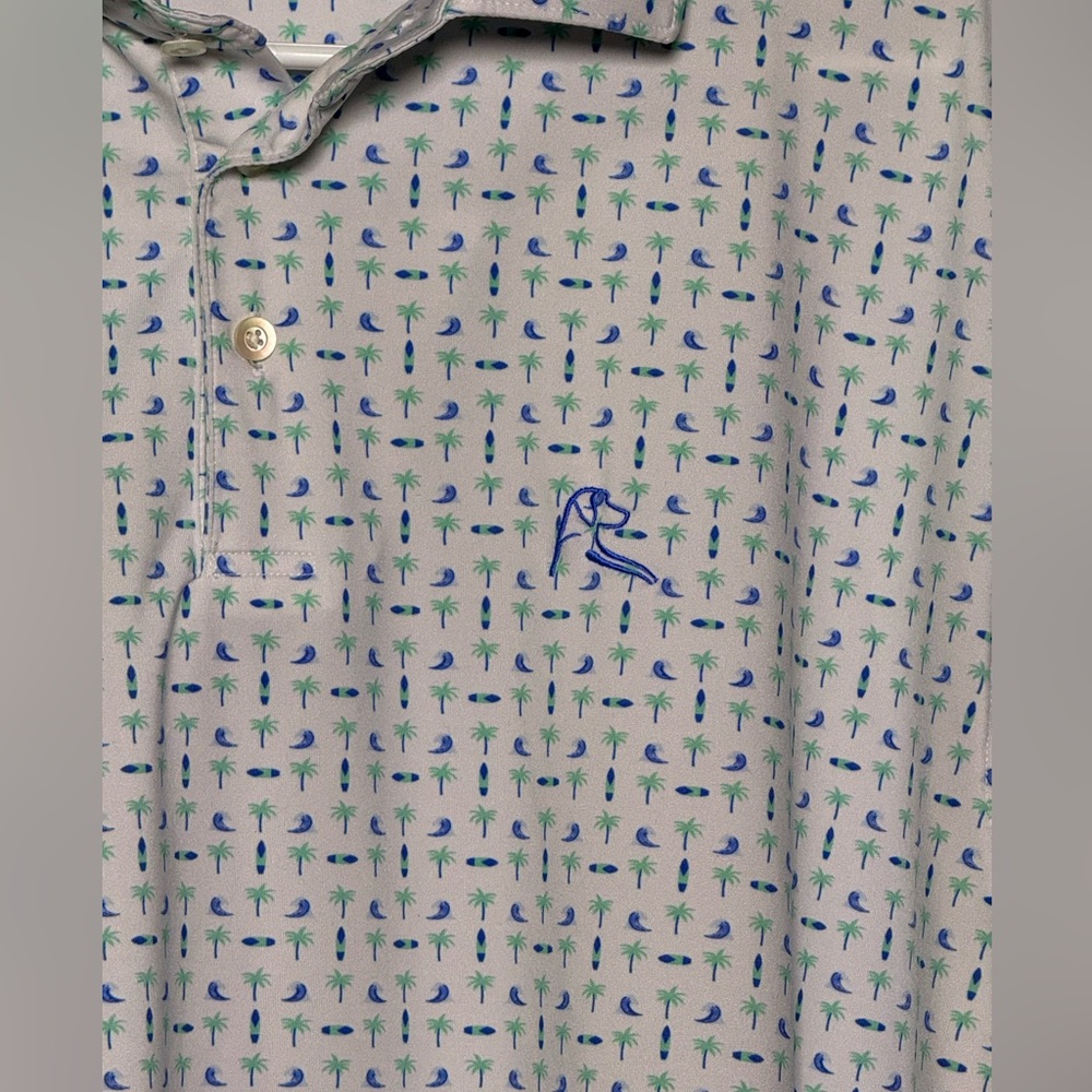 NEW NWOT Rhoback White Men's Hawaiian Golf Polo Palm Trees XL Extra Large - Picture 2 of 4